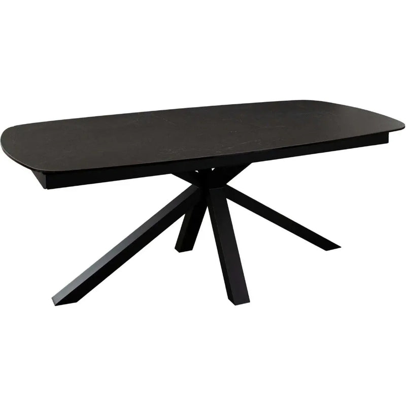 Onyx Rectangle Extension Dining Table with Black Ceramic Glass Top & Black Metal Leg Dining Tables LOOMLAN By Diamond Sofa