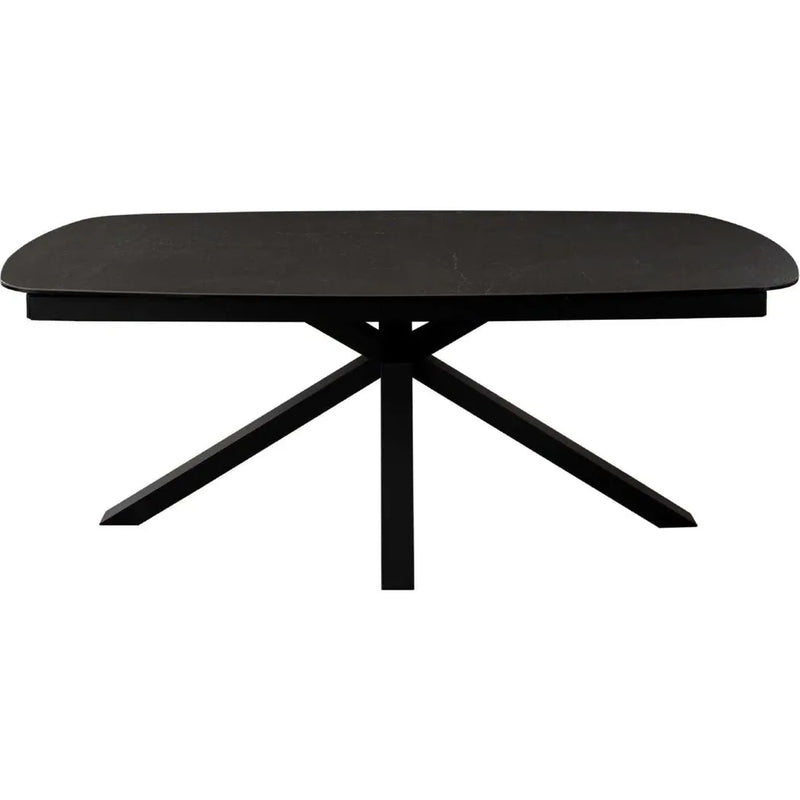 Onyx Rectangle Extension Dining Table with Black Ceramic Glass Top & Black Metal Leg Dining Tables LOOMLAN By Diamond Sofa