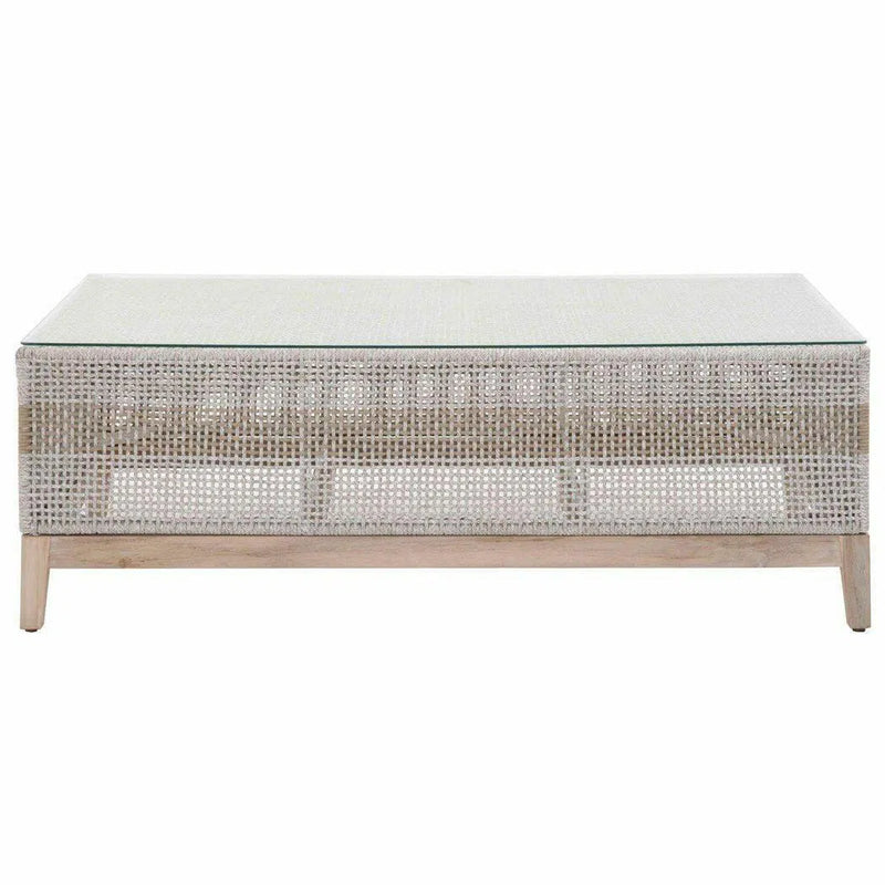 Rectangle Tapestry Outdoor Coffee Table Taupe & White Rope Outdoor Coffee Tables LOOMLAN By Essentials For Living