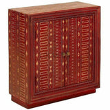 Red & Gold 2 Door Accent Cabinet