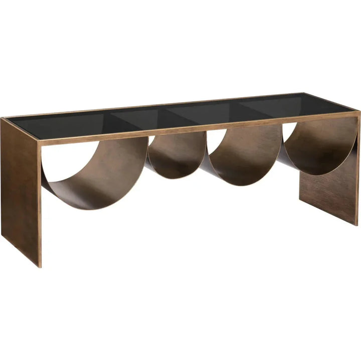 Reed Glass & Black Steel Rectangular Coffee Table - LOOMLAN - Zuo Modern - Coffee Tables