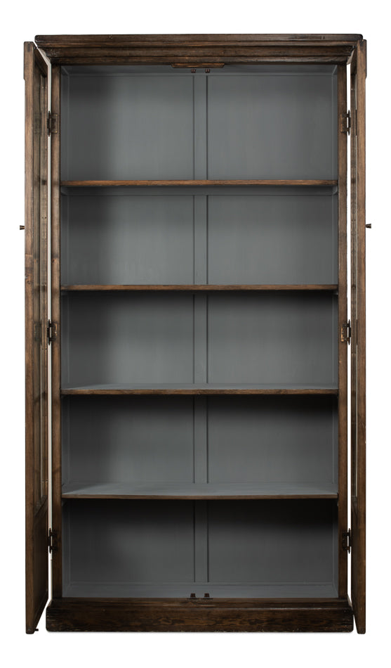 Refined Arches Tall Curio Bookcase Glass Doors-Buffets & Curios-Sarreid-LOOMLAN