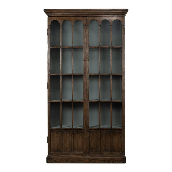 Refined Arches Tall Curio Bookcase Glass Doors-Buffets & Curios-Sarreid-LOOMLAN