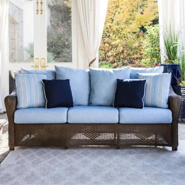 Reflections 3-Seater Sofa All Weather Wicker Sunbrella Cushions-Outdoor Sofas & Loveseats-Lloyd Flanders-LOOMLAN