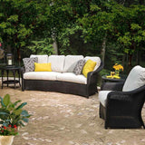 Reflections Crescent Sofa All Weather Wicker Sunbrella Cushions Outdoor Sofas & Loveseats LOOMLAN By Lloyd Flanders