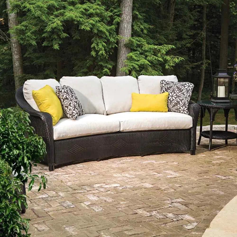 Reflections Crescent Sofa All Weather Wicker Sunbrella