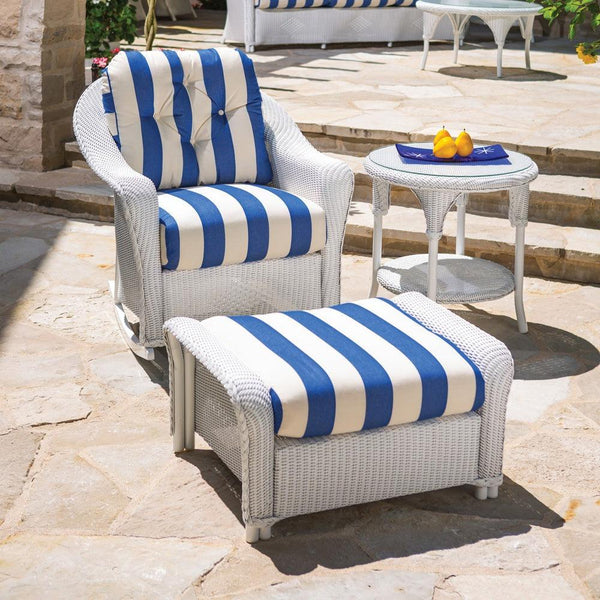 Reflections Wicker 3PC Lounge Set with Rocker Chair Ottoman and Table Outdoor Lounge Sets LOOMLAN By Lloyd Flanders