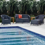 Reflections Wicker Lounge Chair Padded Seat-Outdoor Lounge Chairs-Lloyd Flanders-LOOMLAN