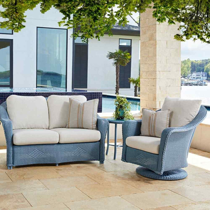Reflections Wicker Loveseat With Sunbrella Cushions Outdoor Sofas & Loveseats LOOMLAN By Lloyd Flanders
