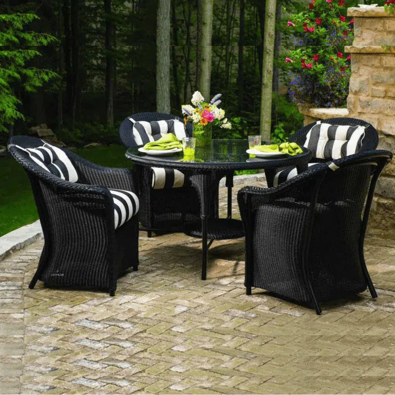 Reflections Wicker Patio Dining Table and Chair Set for 4 Outdoor Dining Sets LOOMLAN By Lloyd Flanders