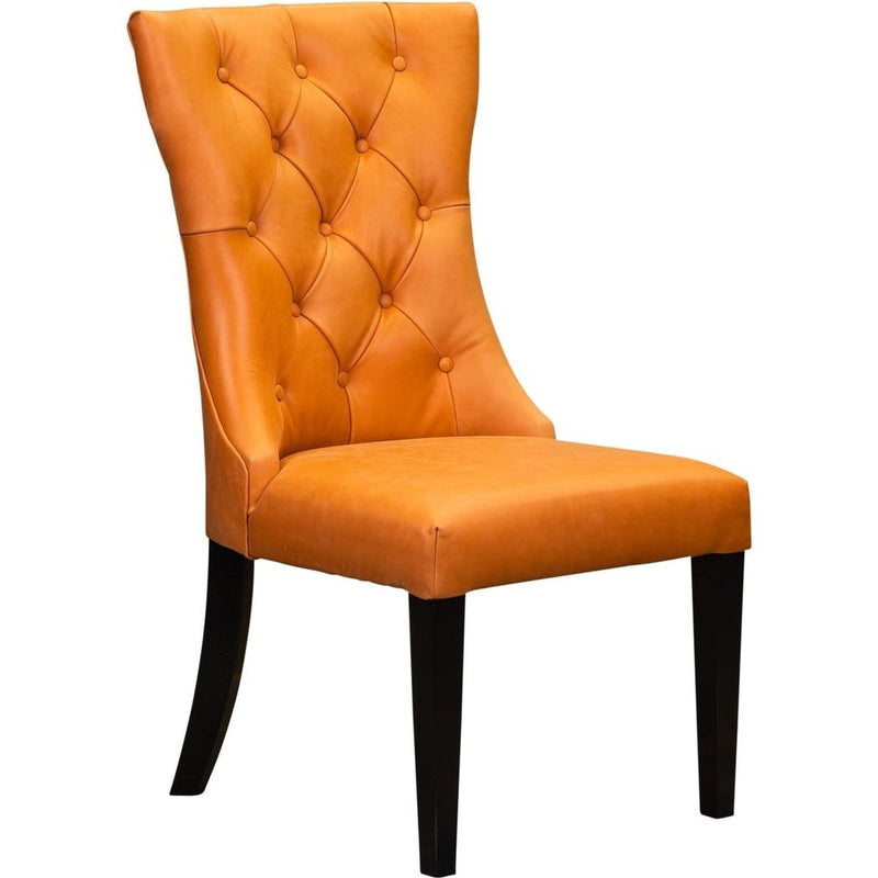 Reid Leather Luxury Style Dining Chair-Dining Chairs-Olivia + Quinn-Anniston Tangerine-LOOMLAN