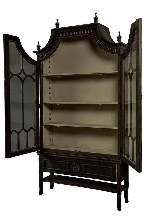 Reims Cathedral Black Arched Cabinet-Accent Cabinets-Furniture Classics-LOOMLAN