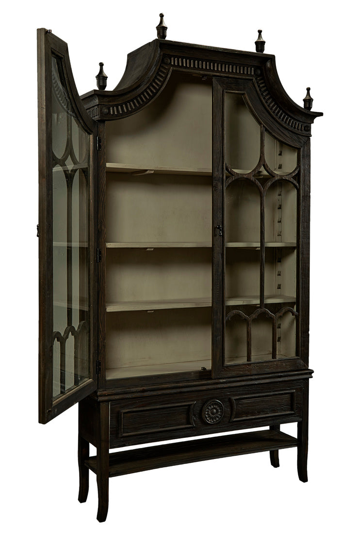 Reims Cathedral Black Arched Cabinet-Accent Cabinets-Furniture Classics-LOOMLAN