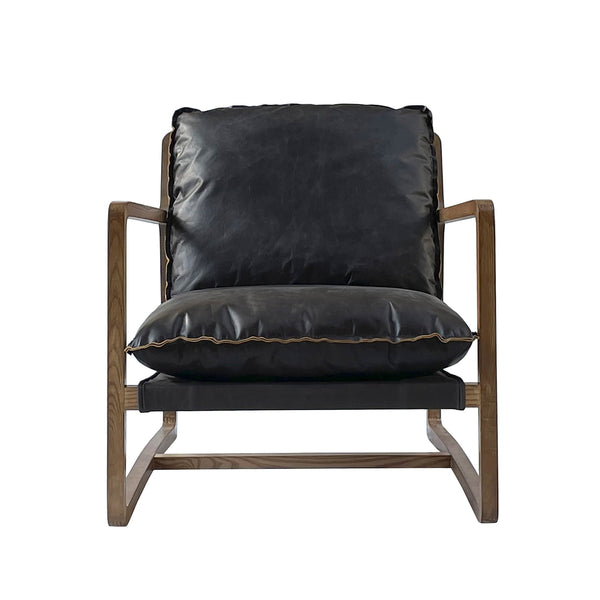Relax Black Leather Accent Chair-Accent Chairs-LH Imports-LOOMLAN