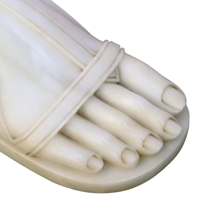 Currey & Co-Relic Marble Greek Antique White Foot Sculpture-Statues & Sculptures-LOOMLAN