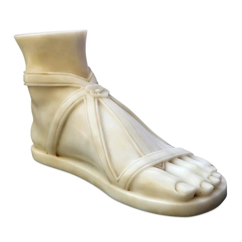 Currey & Co-Relic Marble Greek Antique White Foot Sculpture-Statues & Sculptures-LOOMLAN