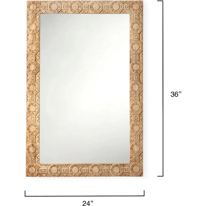 Hand-Carved Rectangle Wall Mirror | LOOMLAN