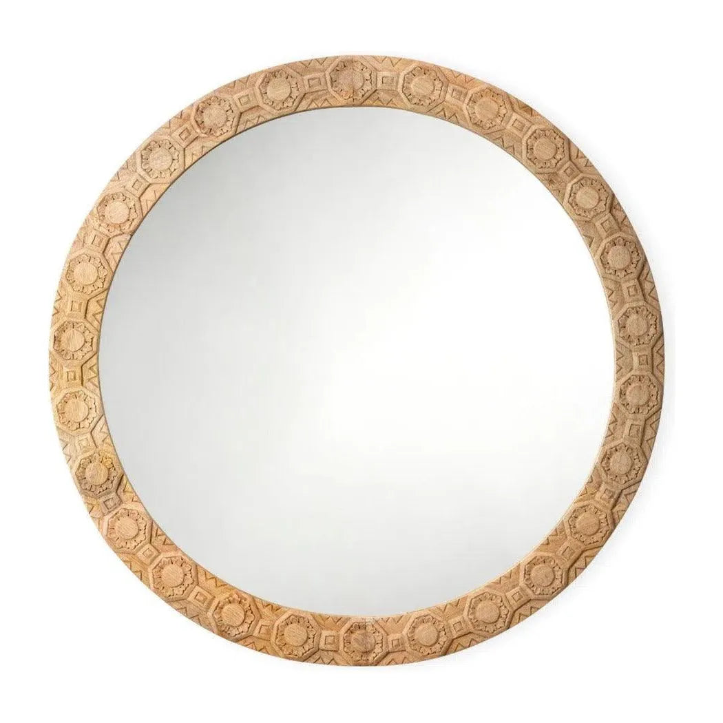 Relief Carved Round Mirror