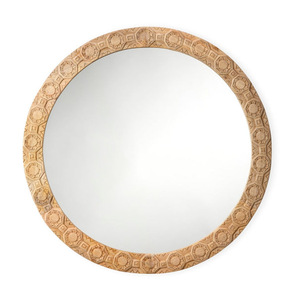 Relief Carved Round Mirror-Wall Mirrors-Jamie Young-LOOMLAN