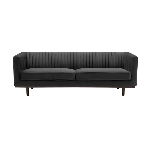 Removable Cushion Covers Tuxedo Black Velvet Sofa With Tight Back Sofas & Loveseats LOOMLAN By LHIMPORTS