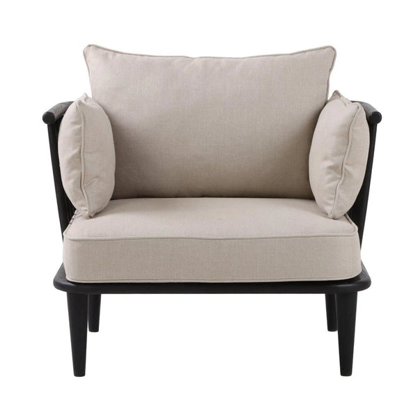 Removable Cushions Beige Linen Black Wood Frame Club Chair Club Chairs LOOMLAN By LHIMPORTS