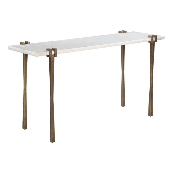 Rench White Marble Top Console Table