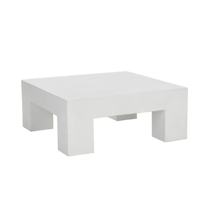 Renley Concrete Outdoor Square Coffee Table-Outdoor Coffee Tables-SUNPAN-White-LOOMLAN