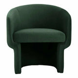 Retro Shape Dark Green Velvet Barrel Type Accent Armchair Club Chairs LOOMLAN By Moe's Home