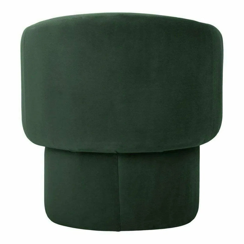 Retro Shape Dark Green Velvet Barrel Type Accent Armchair Club Chairs LOOMLAN By Moe's Home
