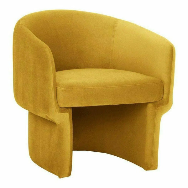 Retro Unique Shape Mustard Velvet Barrel Type Accent Armchair Club Chairs LOOMLAN By Moe's Home