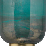 Reversible Antique Brass Aqua Metallic Glass Vapor Double Sconce Wall Sconces LOOMLAN By Jamie Young