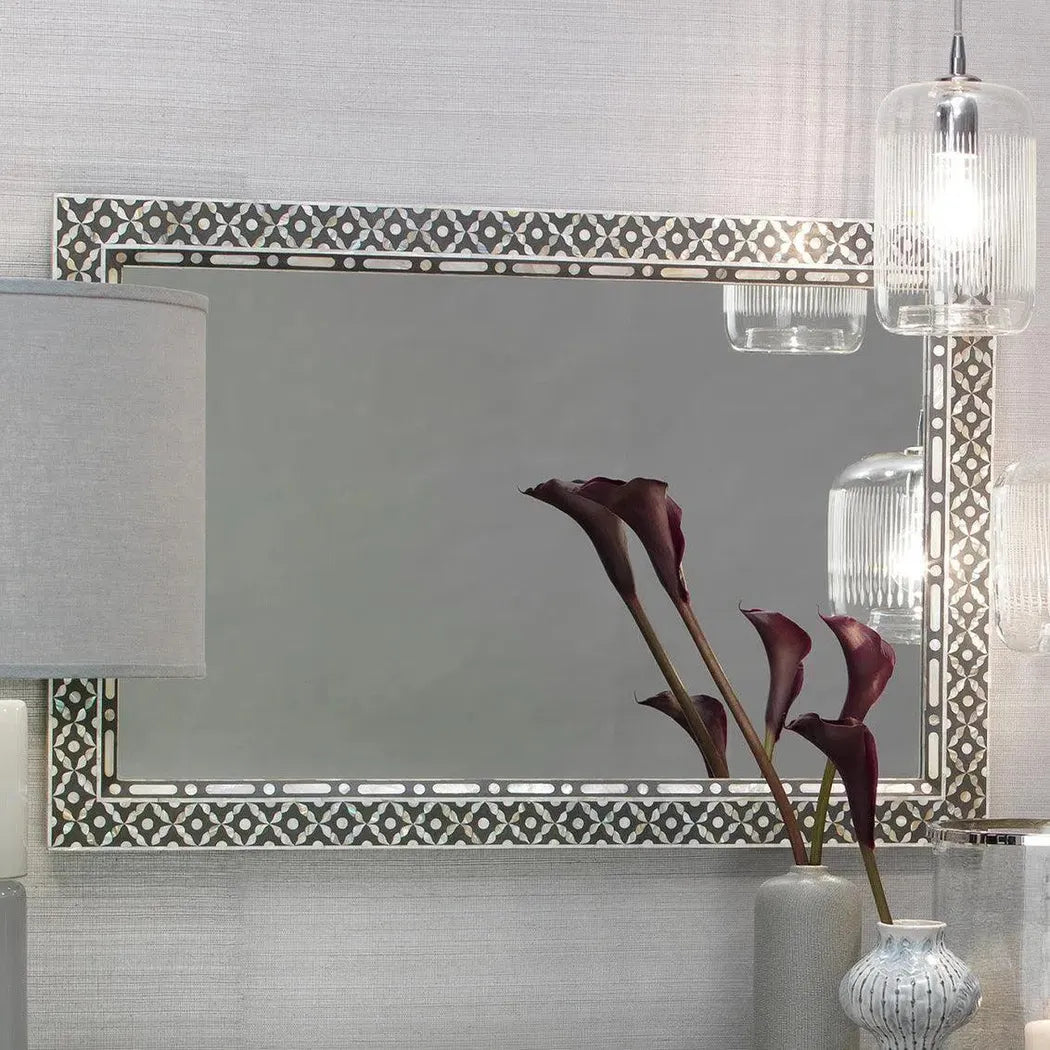 Reversible Black Mother of Pearl Evelyn Wall Mirror