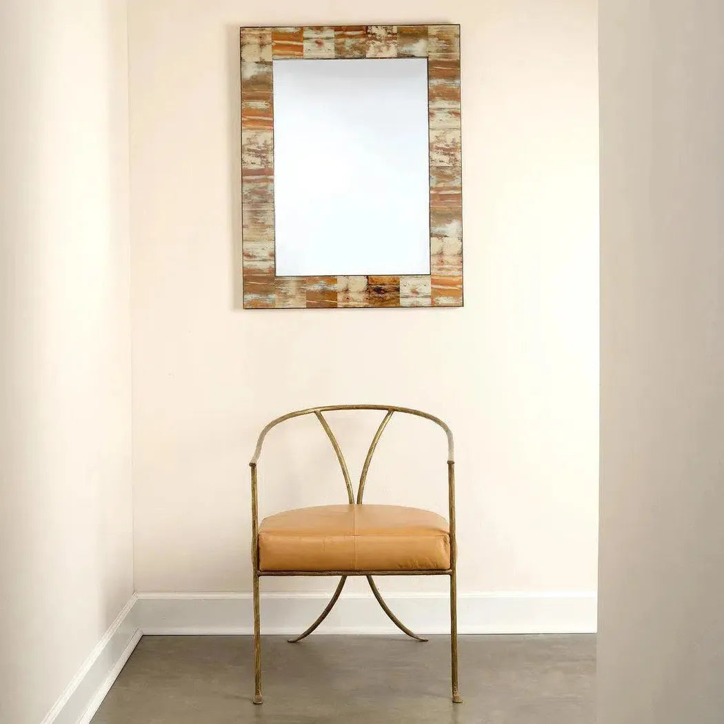 Reversible Brown Rectangle Faux Horn Wall Mirror