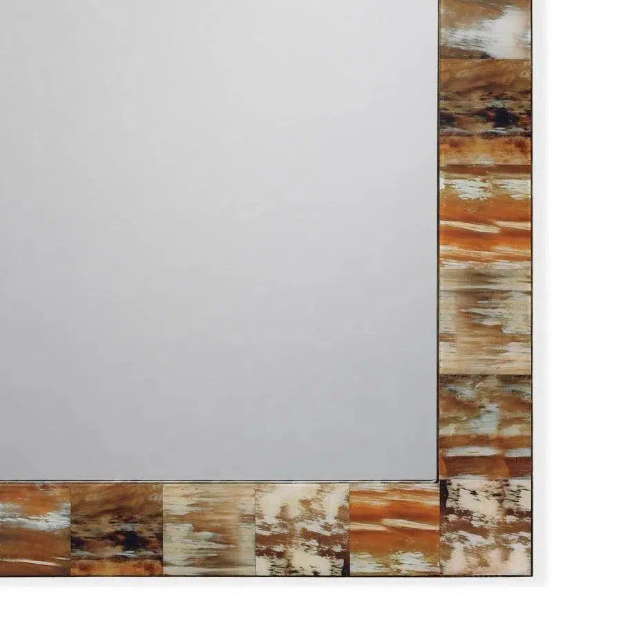 Reversible Brown Rectangle Faux Horn Wall Mirror