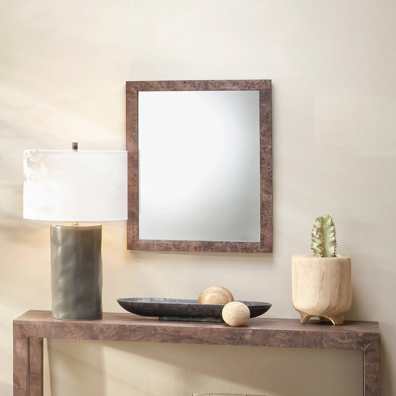 Reversible Charcoal Burl Wood Rectangle Wall Mirror-Wall Mirrors-Jamie Young-LOOMLAN