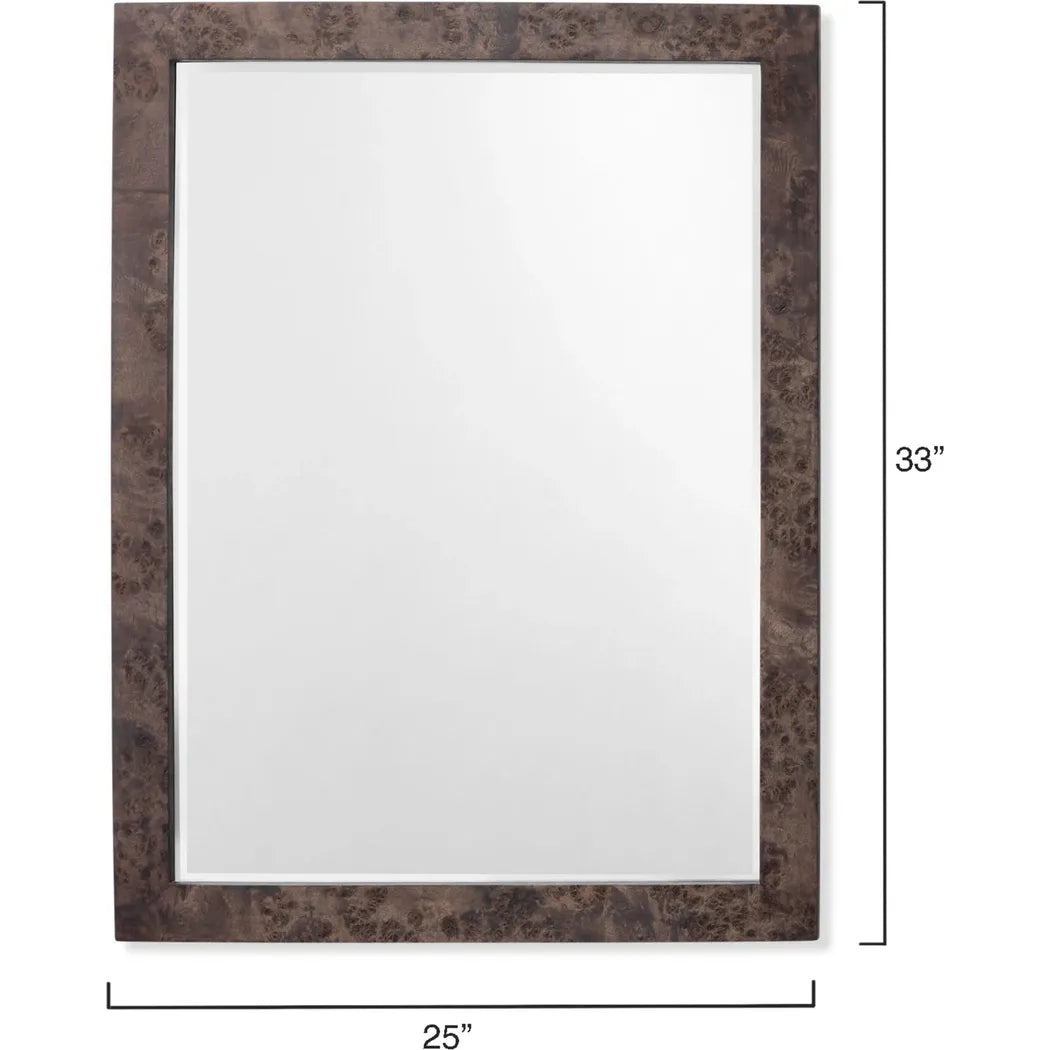 Reversible Charcoal Burl Wood Rectangle Wall Mirror