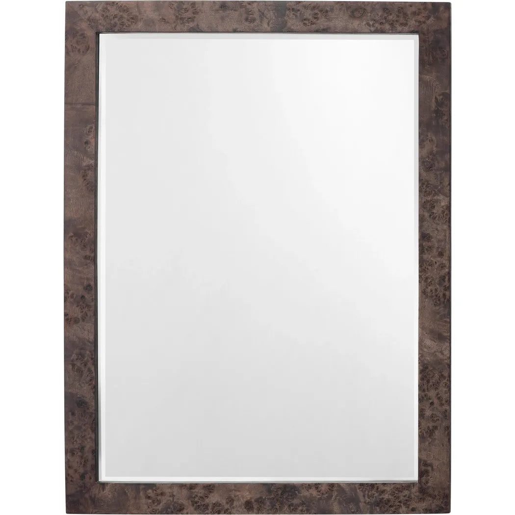 Reversible Charcoal Burl Wood Rectangle Wall Mirror