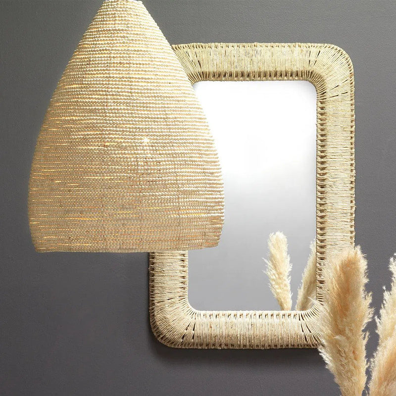 Reversible Corn Straw Rope Hollis Rectangle Wall Mirror Wall Mirrors LOOMLAN By Jamie Young