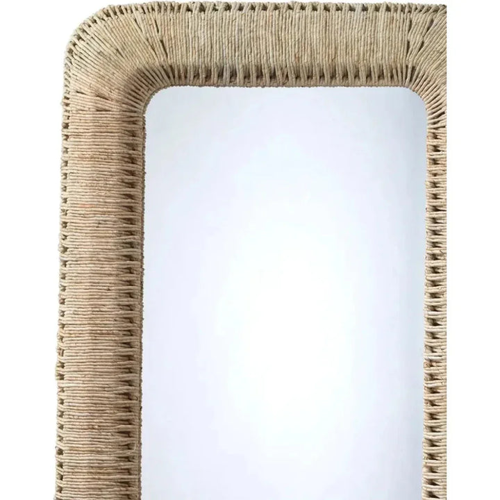 Corn Straw Rope Rectangle Wall Mirror | LOOMLAN