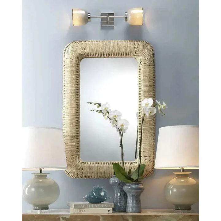 Corn Straw Rope Rectangle Wall Mirror | LOOMLAN