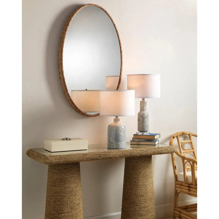 Reversible Corngrass Braided Oval Wall Mirror - LOOMLAN - Jamie Young - Wall Mirrors