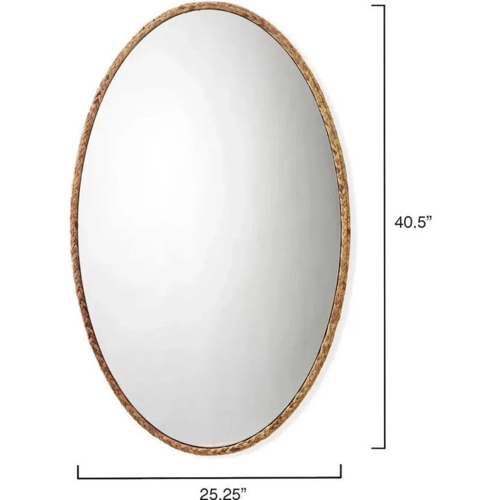 Reversible Corngrass Braided Oval Wall Mirror - LOOMLAN - Jamie Young - Wall Mirrors