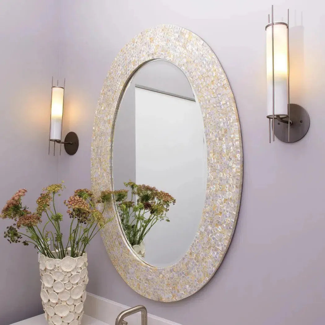 Reversible Cream Mother of Pearl Oval Wall Mirror