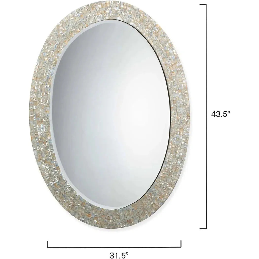 Reversible Cream Mother of Pearl Oval Wall Mirror