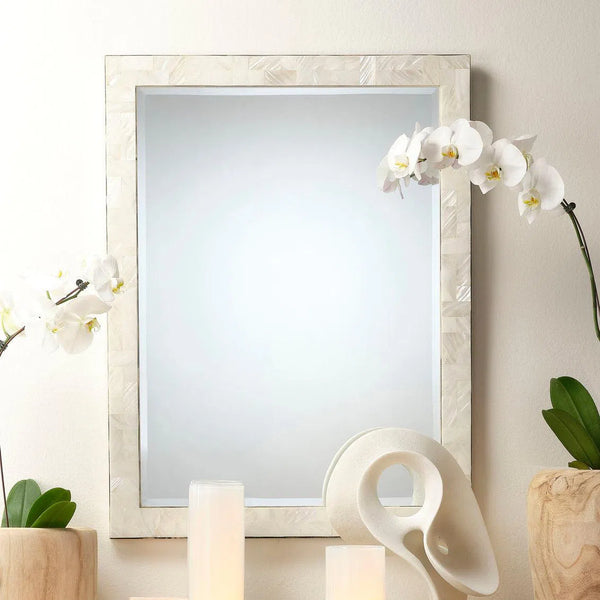 Reversible Cream Mother of Pearl Rectangle Wall Mirror Wall Mirrors LOOMLAN By Jamie Young