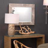 Reversible Grey Cowhide Leather Rectangle Wall Mirror Wall Mirrors LOOMLAN By Jamie Young