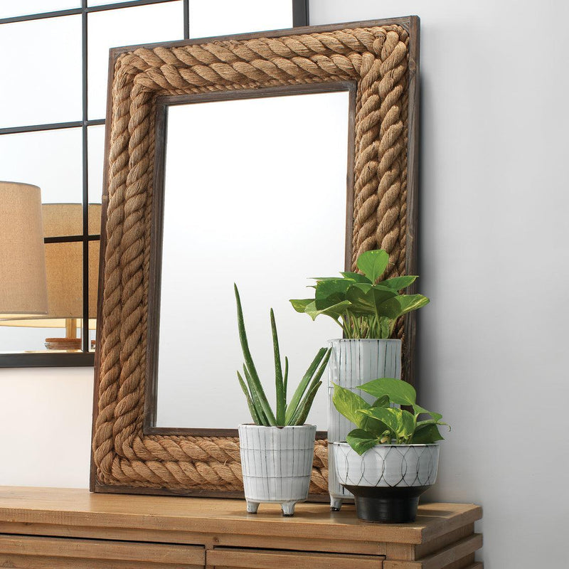 Reversible Jute Rectangle Jute Wall Mirror Wall Mirrors LOOMLAN By Jamie Young