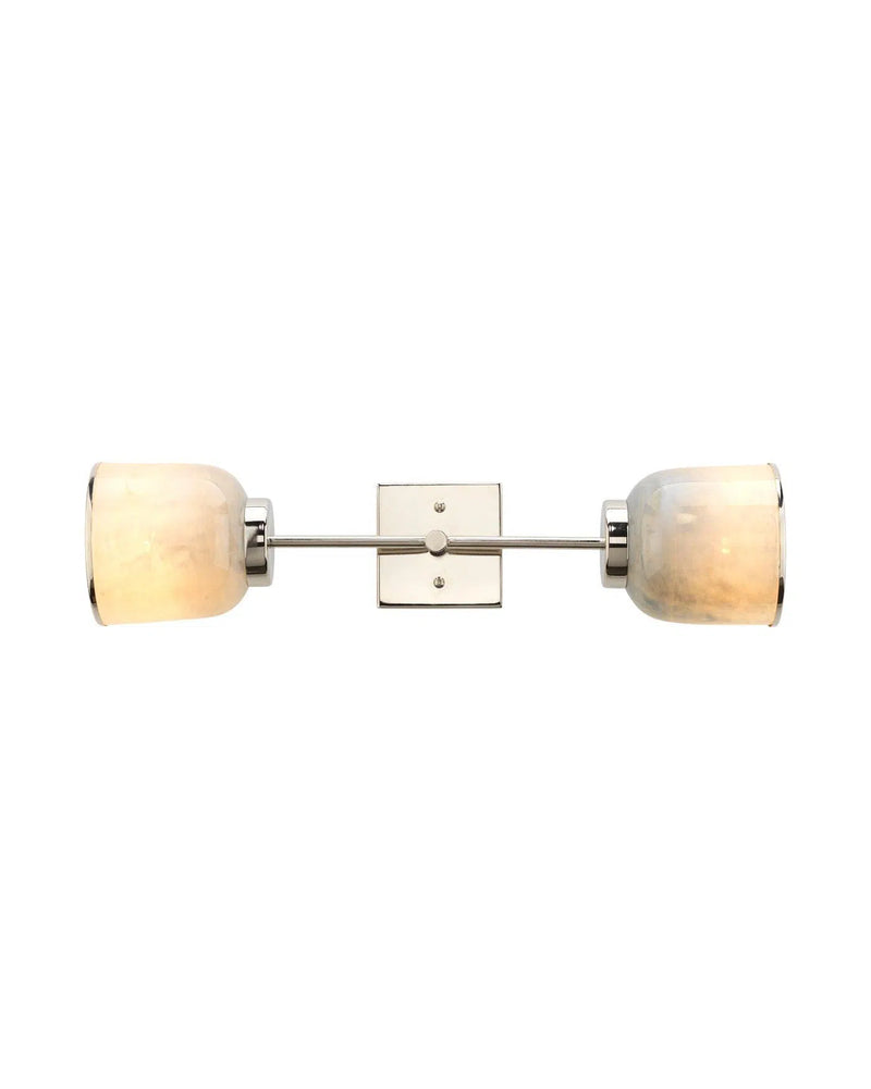 Reversible Nickel Opal Blue Glass Vapor Double Wall Sconce Wall Sconces LOOMLAN By Jamie Young