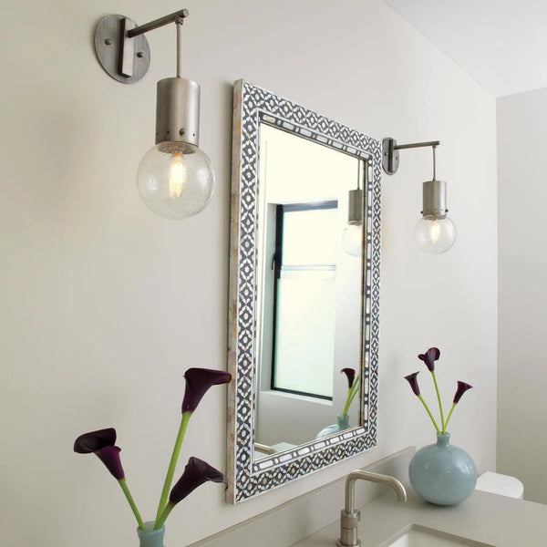 Reversible Position Black Mother of Pearl Evelyn Wall Mirror Wall Mirrors LOOMLAN By Jamie Young