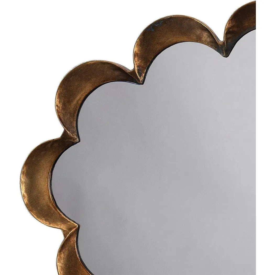 Reversible Position Brass Scalloped Wall Mirror